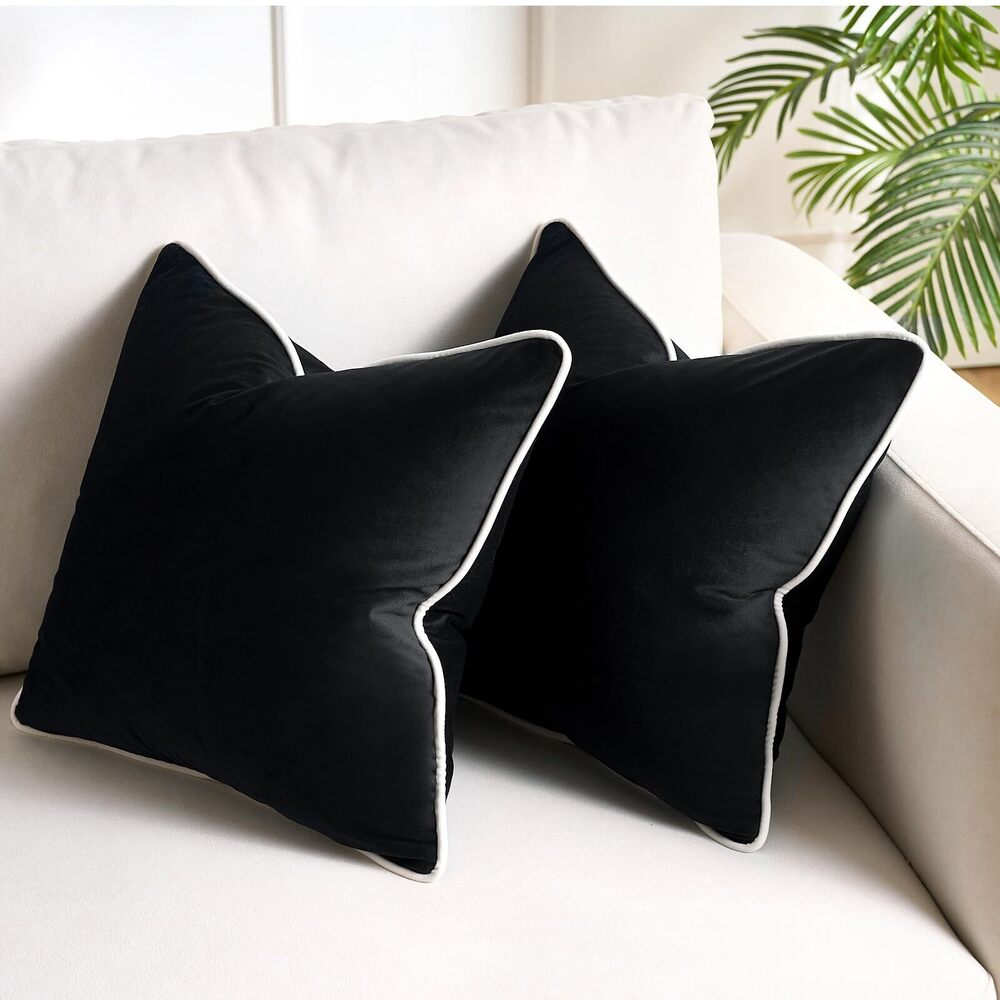 1966 Black Throw Pillow Covers 18x18 Decorative Velvet Couch Pillow Covers